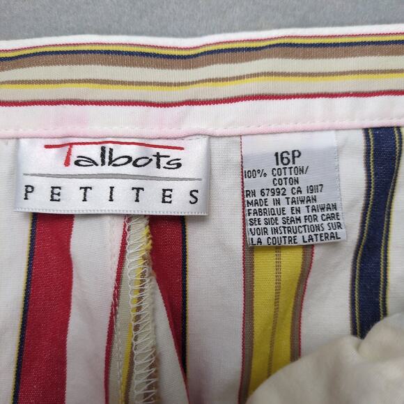 Vintage 90s Talbots Women's 16 Petite Striped High Waist Cotton Shorts Preppy - Picture 5 of 6